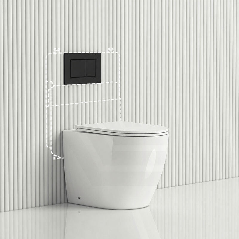 Geberit Sigma8 Inwall Concealed Cistern and Tornado Rimless Wall Faced Toilet Pan with Push Button SET 400x570x360mm