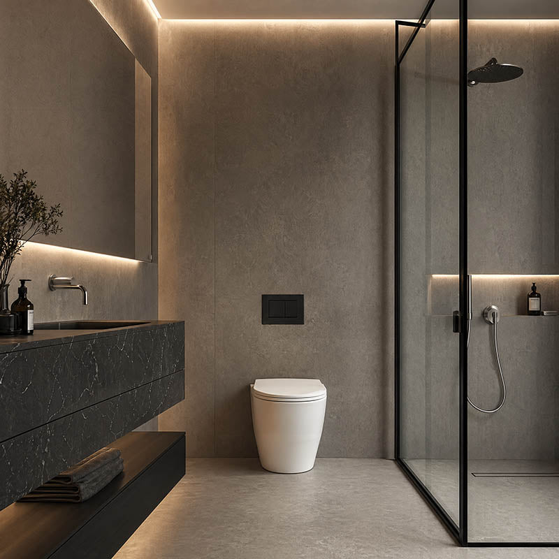 Geberit Sigma8 Inwall Concealed Cistern and Tornado Rimless Wall Faced Toilet Pan with Push Button SET 400x570x360mm
