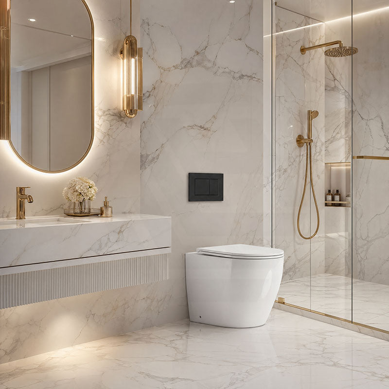 Geberit Sigma8 Inwall Concealed Cistern and Tornado Rimless Wall Faced Toilet Pan with Push Button SET 400x570x360mm