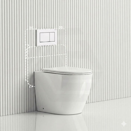 Geberit Sigma8 Inwall Concealed Cistern and Tornado Rimless Wall Faced Toilet Pan with Push Button SET 400x570x360mm