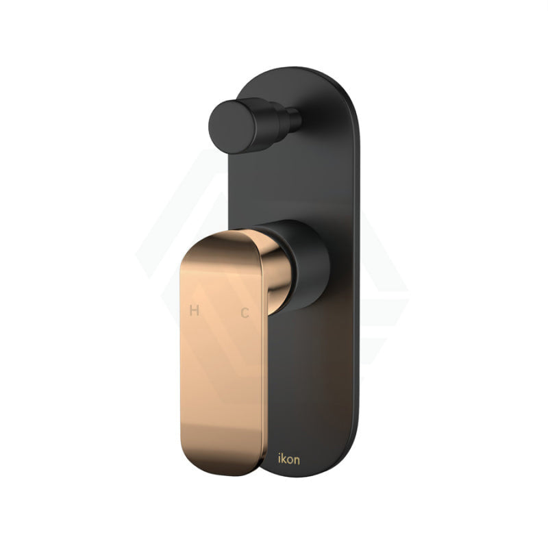 Solid Brass Matt Black & Rose Gold Bath/Shower Wall Mixer With Diverter Multi-Colour Mixers With