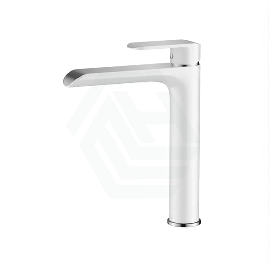 Solid Brass White & Chrome Tall Basin Mixer Tap For Vanity And Sink Multi-Colour Mixers