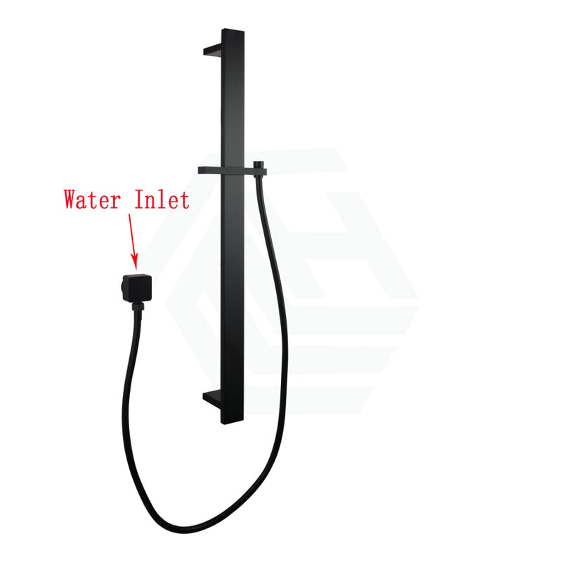 Square Black Sliding Shower Rail With Wall Connector & Water Hose Only