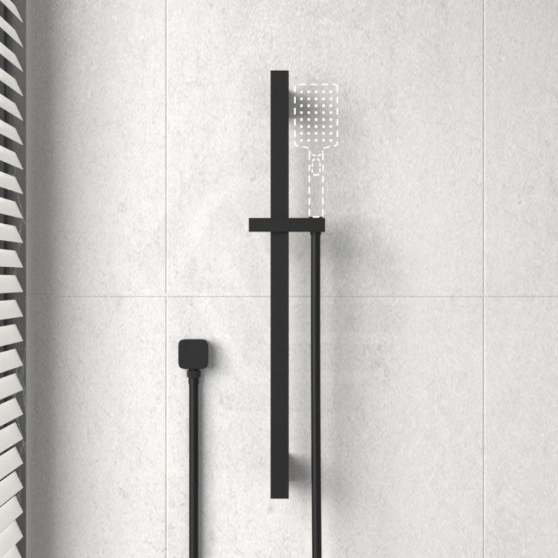 Square Black Wall Mounted Sliding Rail With Water Hose & Connector Only Shower