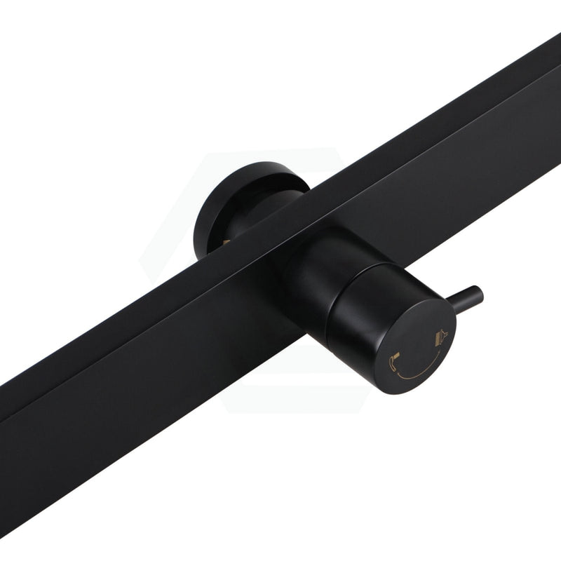 Square Black Wide Twin Shower Rail With Diverter Top Water Inlet