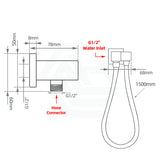 Square Chrome Shower Holder Wall Connector & Hose Only Bathroom Products