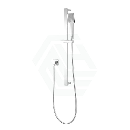 Square Chrome Shower Rail With Handheld Set Wall Mounted
