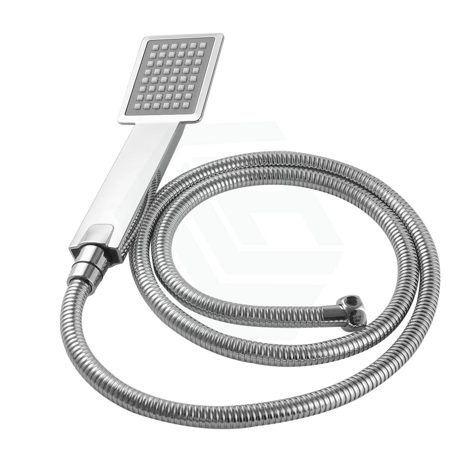 Square Chrome Shower Rail With Handheld Set Wall Mounted