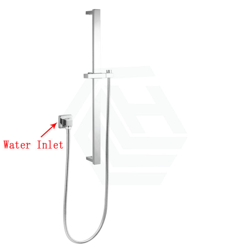 Square Chrome Shower Rail With Wall Connector & Water Hose Only