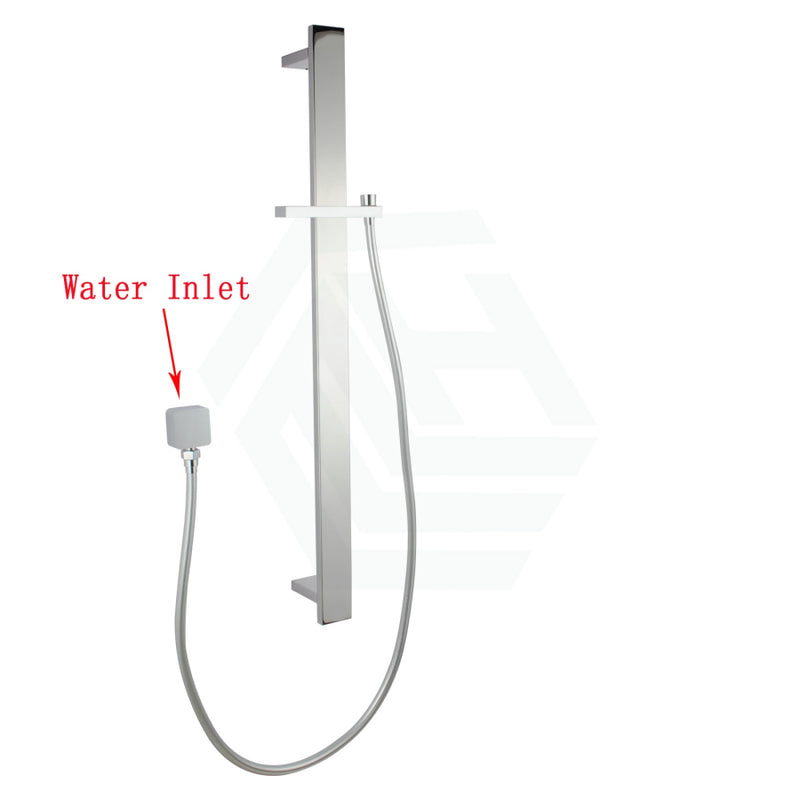 Square Chrome Sliding Shower Rail With Wall Connector & Water Hose Only