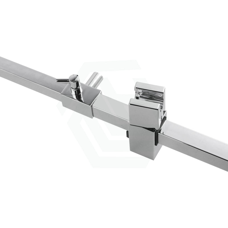 Square Chrome Thermostatic Sliding Twin Shower Rail Bottom Water Inlet