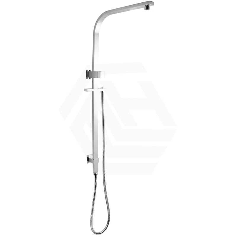 Square Chrome Top Water Inlet Twin Shower Rail