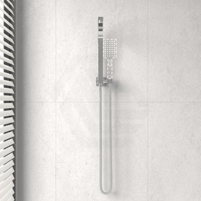 Square Chrome Top Water Inlet Twin Shower Rail With Built-In Diverter Rails