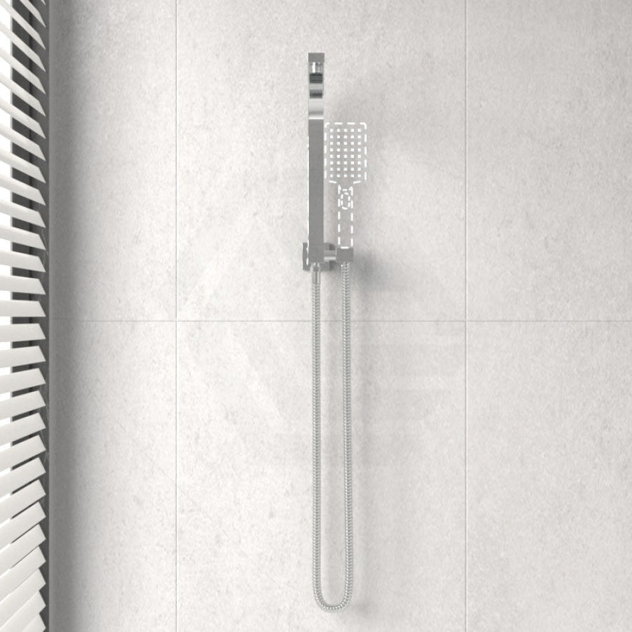 Square Chrome Top Water Inlet Twin Shower Rail With Built-In Diverter Rails