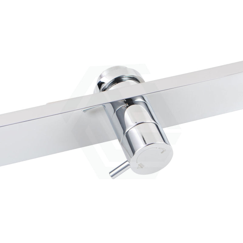 Square Chrome Wide Twin Shower Rail With Diverter Top Water Inlet