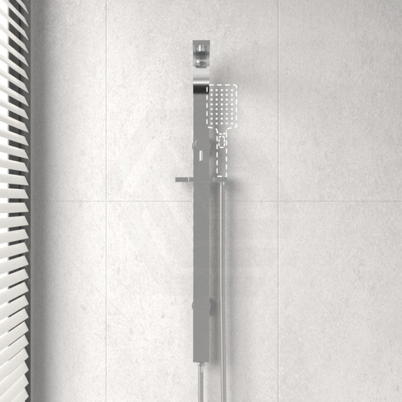 Square Chrome Wide Twin Shower Rail With Diverter Top Water Inlet Rails