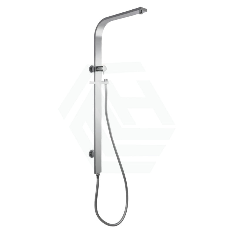 Square Chrome Wide Twin Shower Rail With Diverter Top Water Inlet