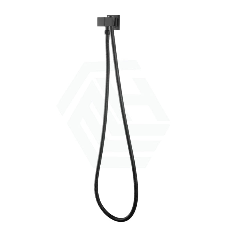 Square Matt Black Shower Holder Wall Connector & Hose Only Bathroom Products