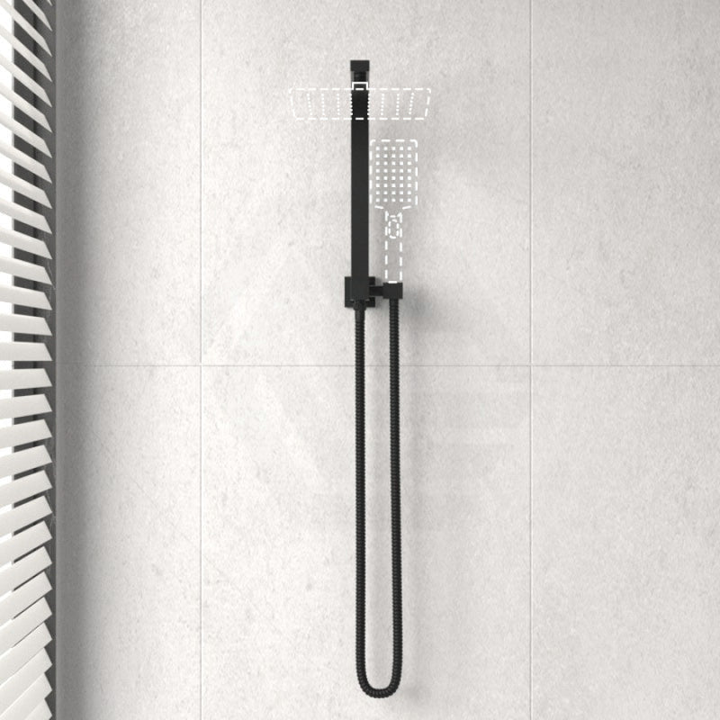 Square Matt Black Top Water Inlet Twin Shower Rail With Built - In Diverter Rails