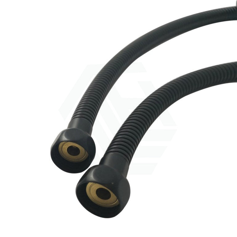 Square Matt Black Universal Water Inlet Twin Shower Rail With Diverter Extra 1500Mm Water Inlet Hose