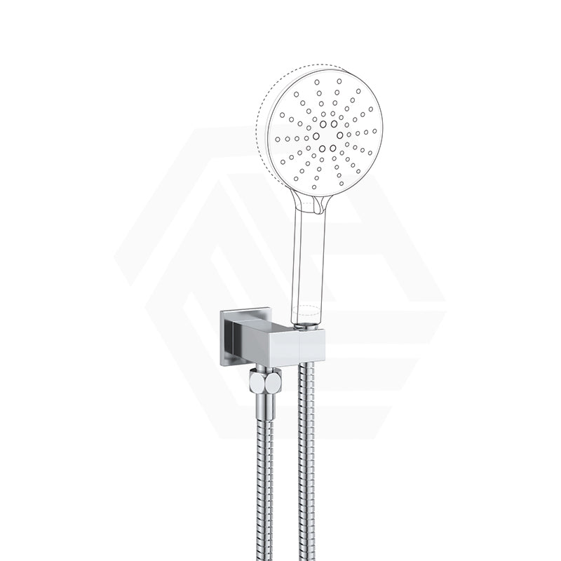 Macho Square Shower Holder Wall Connector & Hose Only Chrome/Matt Black