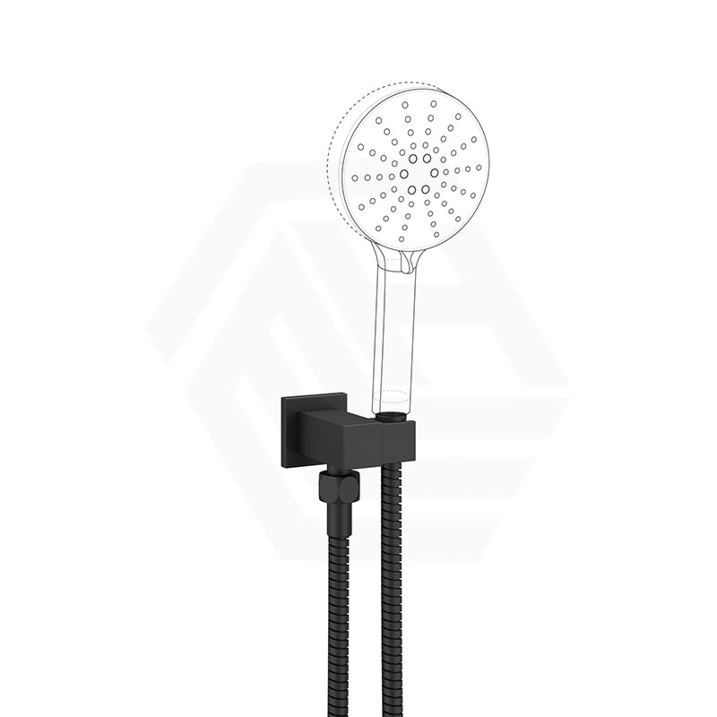 Macho Square Shower Holder Wall Connector & Hose Only Chrome/Matt Black