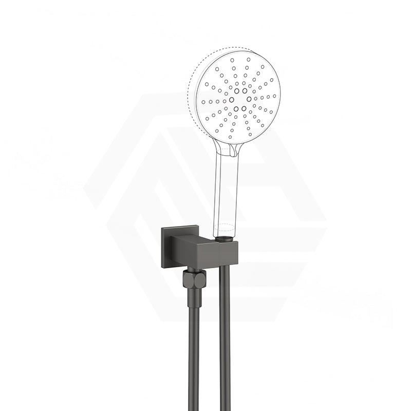 Norico Esperia Modern Square Brass Shower Holder Wall Connector & Hose Set Available In Colors