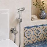 Round Toilet Bidet Spray Kit with 1.2m Stainless Steel Water Hose Two Water Modes Chrome