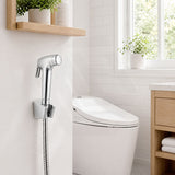 Round Toilet Bidet Spray Kit with 1.2m Stainless Steel Water Hose Chrome/Matt Black