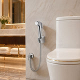Round Toilet Bidet Spray Kit with 1.2m Stainless Steel Water Hose Chrome/Matt Black