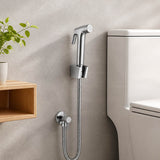 Round Toilet Bidet Spray Kit with 1.2m Stainless Steel Water Hose Chrome/Matt Black