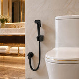 Round Toilet Bidet Spray Kit with 1.2m Stainless Steel Water Hose Chrome/Matt Black