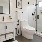Round Toilet Bidet Spray Kit with 1.2m Stainless Steel Water Hose Chrome/Matt Black