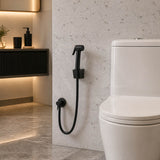 Round Toilet Bidet Spray Kit with 1.2m Stainless Steel Water Hose Chrome/Matt Black