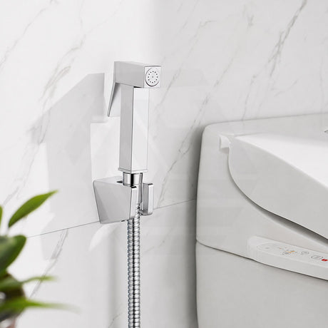 Square Brass Toilet Bidet Spray Kit with 1.2m PVC Hose Chrome/Matt Black