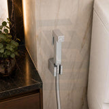 Square Brass Toilet Bidet Spray Kit with 1.2m PVC Hose Chrome/Matt Black
