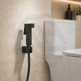 Square Brass Toilet Bidet Spray Kit with 1.2m PVC Hose Chrome/Matt Black