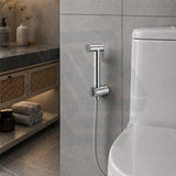 Round Brass Toilet Bidet Spray Kit with 1.2m PVC Water Hose Chrome/Matt Black