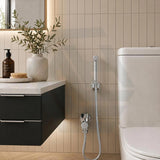 Round Brass Toilet Bidet Spray Kit with 1.2m PVC Water Hose Chrome/Matt Black