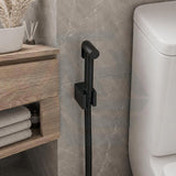Round Brass Toilet Bidet Spray Kit with 1.2m PVC Water Hose Chrome/Matt Black