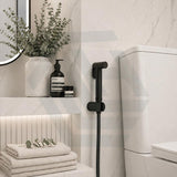 Round Brass Toilet Bidet Spray Kit with 1.2m PVC Water Hose Chrome/Matt Black