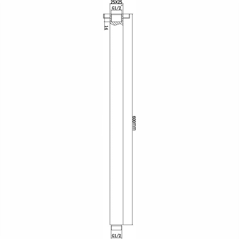 200/300/400/600mm Square Ceiling Shower Arm Matt Black