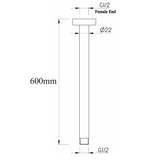 Round Ceiling Shower Arm Chrome