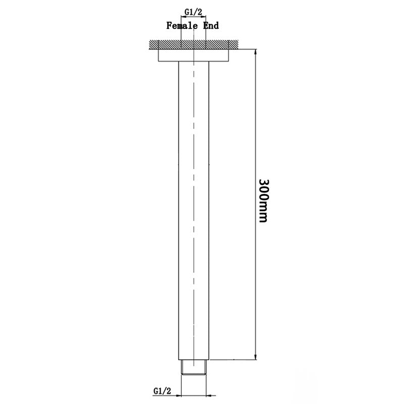 200/300/400/600mm Square Ceiling Shower Arm Matt Black
