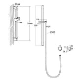Square Chrome Shower Rail with Handheld Shower Set Wall Mounted
