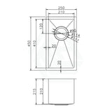 250X450X215mm Brushed Gunmetal / Black Pvd Kitchen Sink Stainless Steel 304 Single Bowl