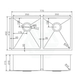 770X450X215mm 1.2mm Handmade Top/undermount Double Bowls Kitchen Sink