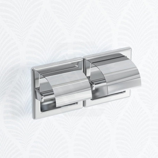 Stainless Steel Recessed Double Roll Toilet Paper Dispenser With Hood