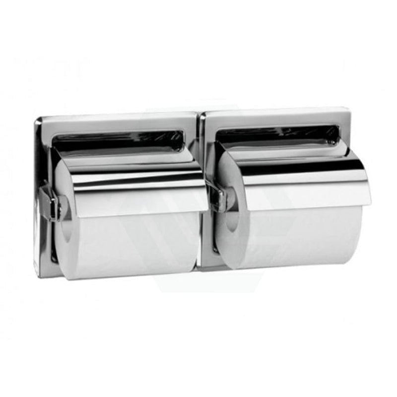 Double Roll Toilet Paper Dispenser With Hood Stainless Steel