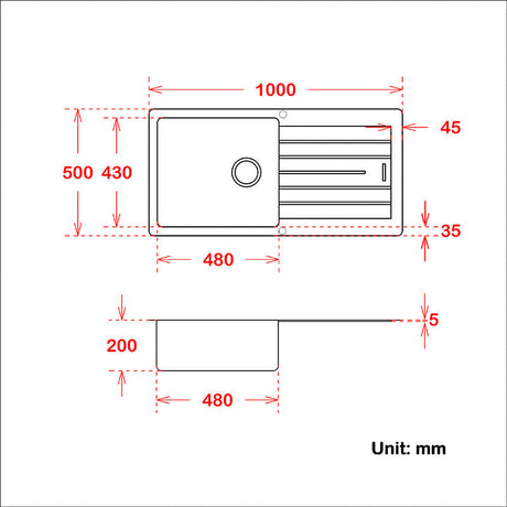 1000X500X200mm White Granite Stone Kitchen Laundry Sink With Drainboard Top/ Under Mount